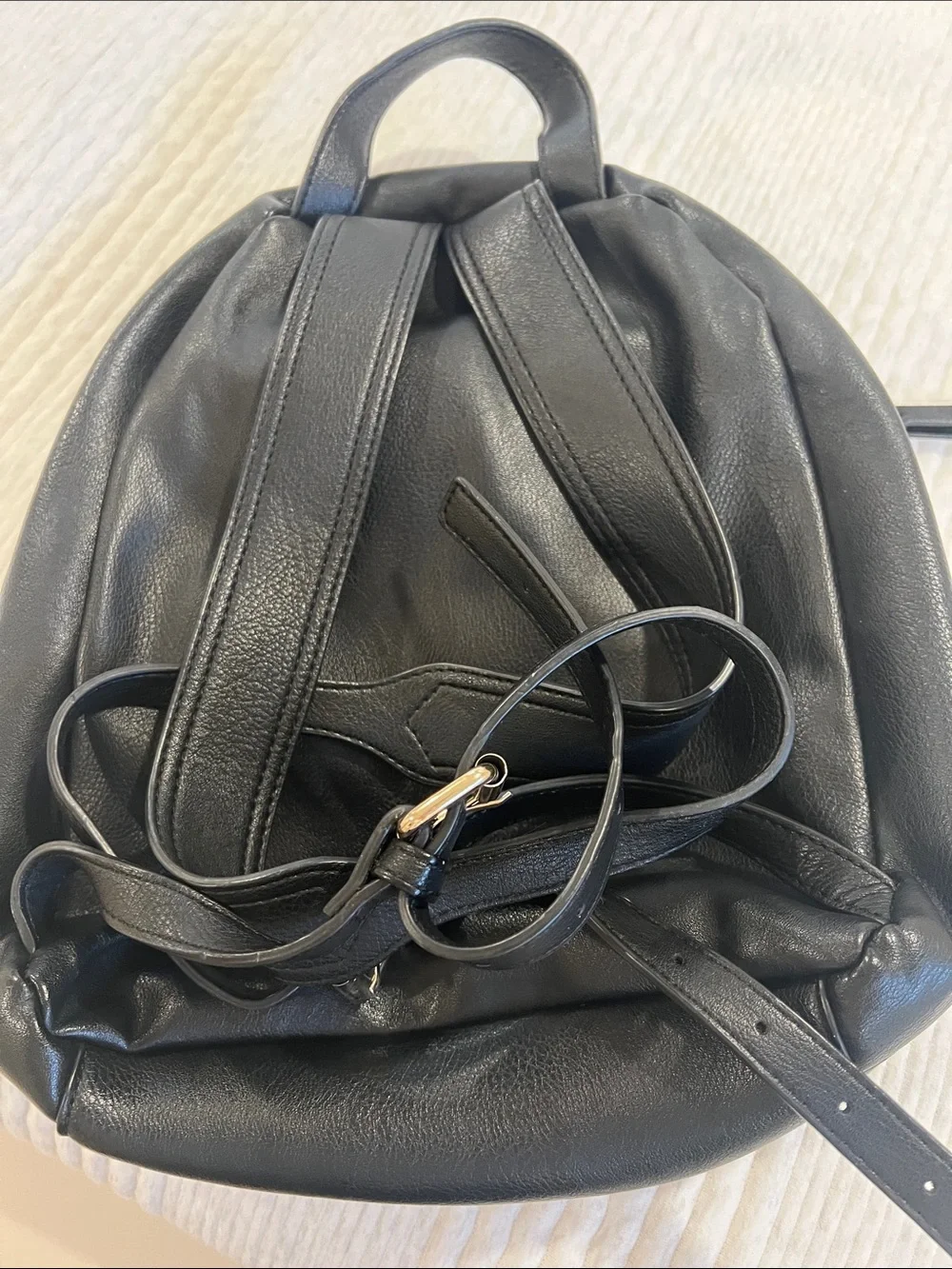 GAP Black Leather Mini Backpack - Sleek Everyday Bag